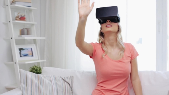 Woman In Virtual Reality Headset Or 3d Glasses 10