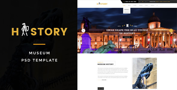 History : Museum PSD Template