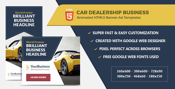 Banery reklamowe dealerów samochodowych - szablony GWD HTML5