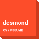 Desmond: Resume / CV HTML Template - ThemeForest Item for Sale