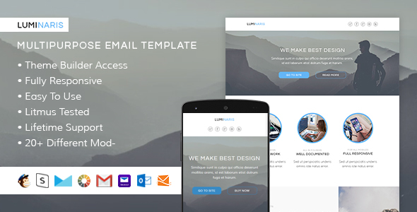 Luminaris – Responsive HTML Email + StampReady, MailChimp & CampaignMonitor compatible files