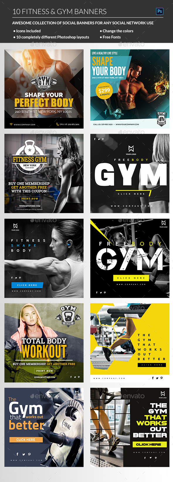 Fitness Banner Graphics Designs Templates From Graphicriver