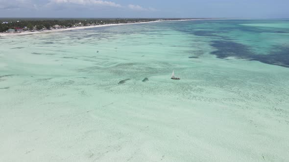 Boats in the Ocean Near the Coast of Zanzibar Tanzania Slow Motion