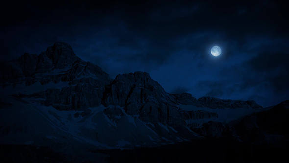 Mountains At Night In Moonlight
