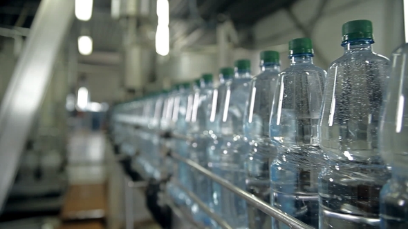 A Line For Bottling Mineral Water Into Bottles