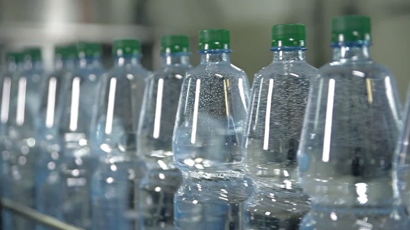 A Line For Bottling Mineral Water Into Bottles