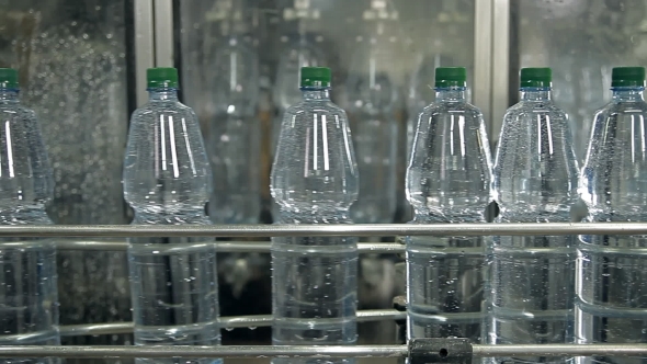 A Line For Bottling Mineral Water Into Bottles