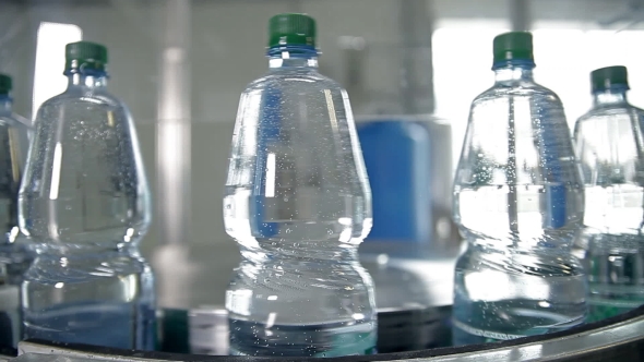 A Line For Bottling Mineral Water Into Bottles