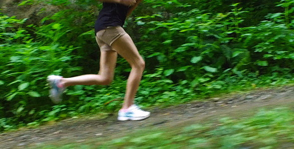 Woman Legs Running in the Forest
