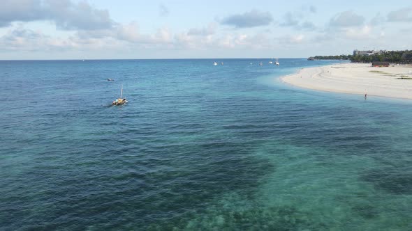 Boats in the Ocean Near the Coast of Zanzibar Tanzania Slow Motion