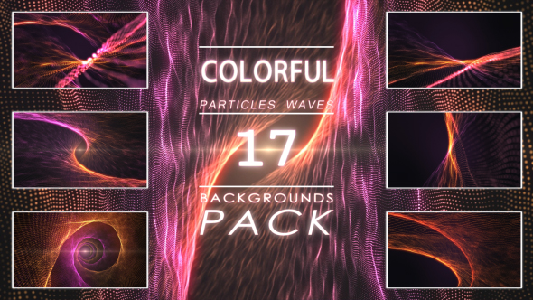 17 Colorful Particles Waves Backgrounds Pack