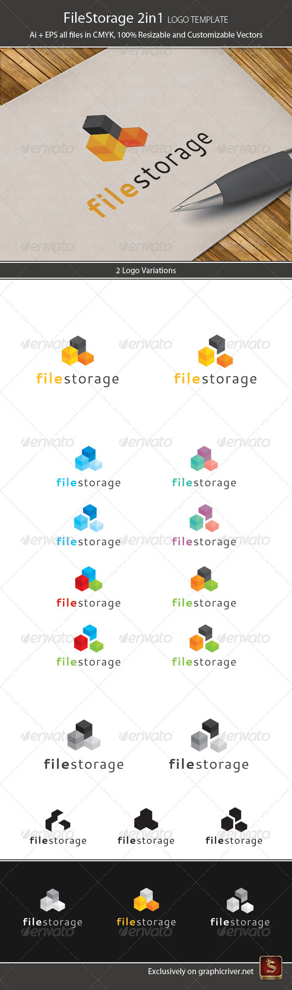 File Storage 2in1 Logo Template