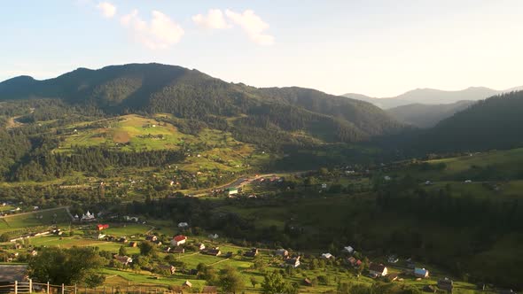 Mountain Village in Carpathians in Summer Season