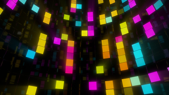 Revolving Neon Tiles Stage Light - Rainbow Flickering
