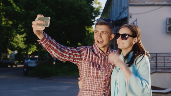 A Loving Couple Makes Selfie
