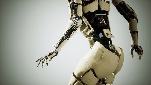 Scifi Robot Woman Animation in the Digital World of the Future