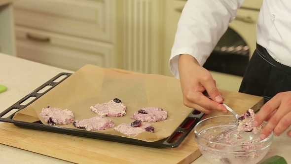 Baking Cottage Cheese And Cherry Pancakes