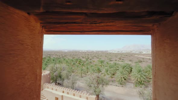 View Over Landscape Through Loophole in Old Jabreen Castle Wall, Oman