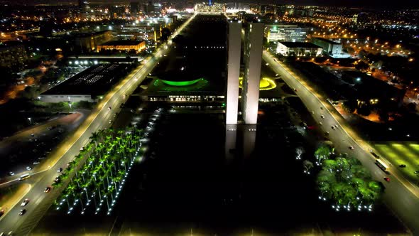 Aerial landscape of landmark country brazilian capital. Downtown Brasilia Brazil.