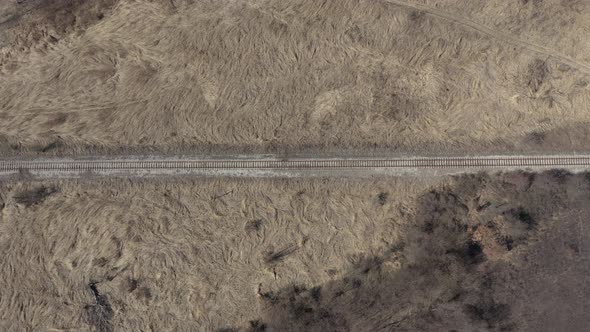 Railroad track in the wild from above 4K drone video