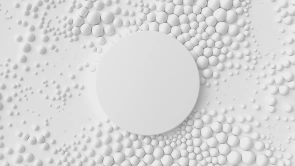 White Spheres Resize Around Central Empty Circle