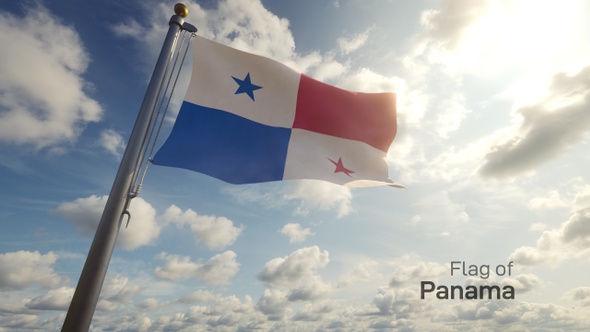 Panama Flag on a Flagpole