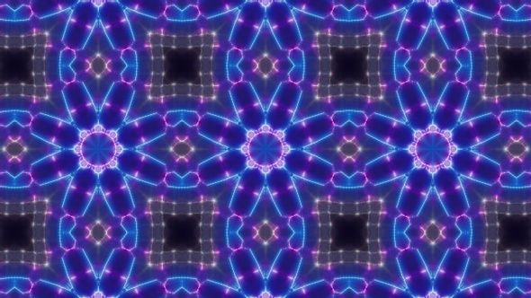 Blinking Lights Neon Kaleidoscope Background Loop 4K 07