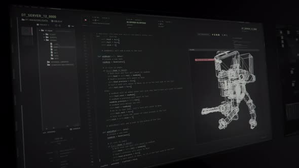 Creating a virtual robot tech using code in the game development system