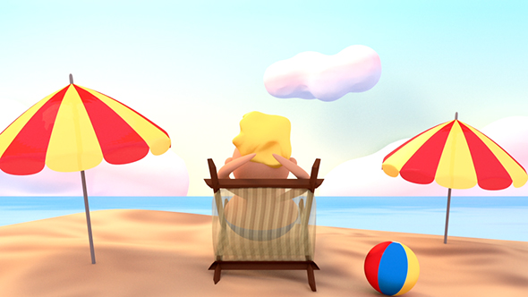 Toon Happy Summer Beach Vacation