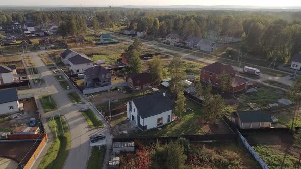 Aerial drone shot of new modern residential house 46