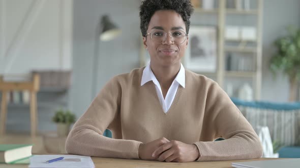 Ambitious African Girl Saying Yes By Head Sign