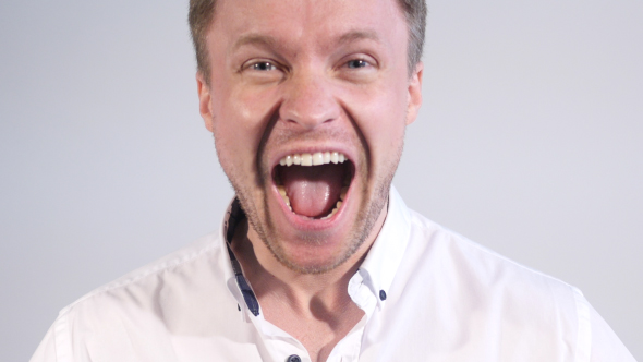 Excitement, Positive Businessman Screaming Portrait