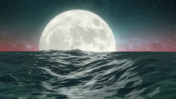 Full Moon and Night Ocean 