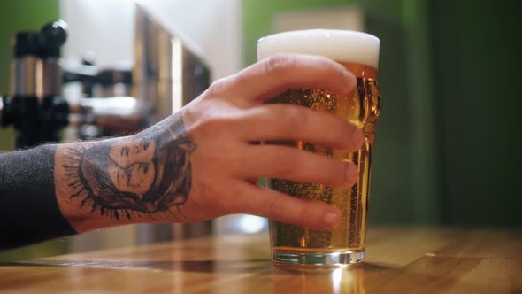 Foamy Beer in Glass Closeup