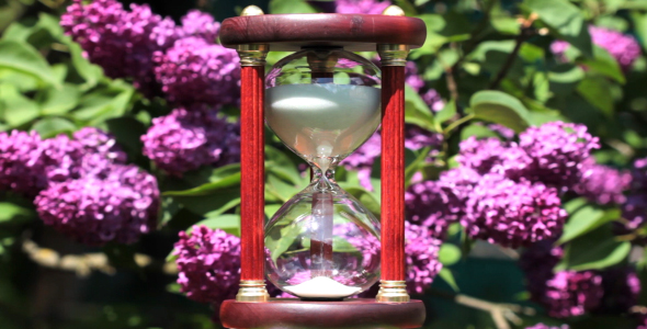 Hourglass On The Background Of Blooming Lilacs 3