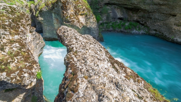 Blue Mountain River In a Canyon Of Aksu, Kazakhstan -  