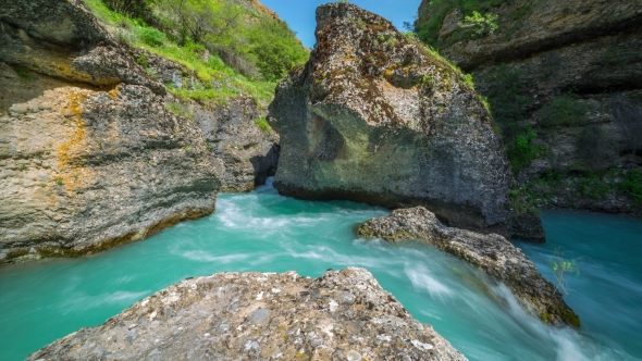 Mountain River In a Canyon Of Aksu, Kazakhstan -  