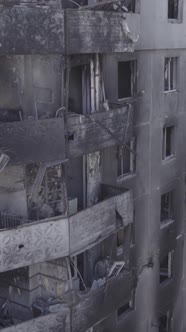 Vertical Video of a House Destroyed By the War in Ukraine