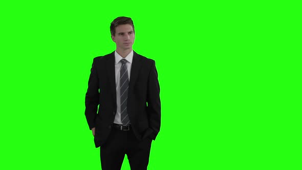 Businessman using futuristic digital screen