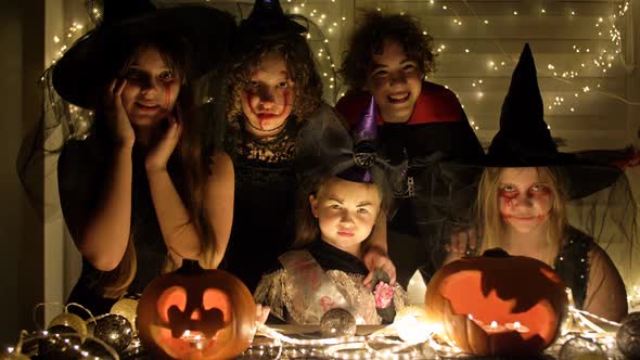 Children Having Fun Together at the Halloween Festival, Friends at the Halloween Party.