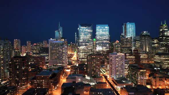 Flying Into Chicago West Loop at Night