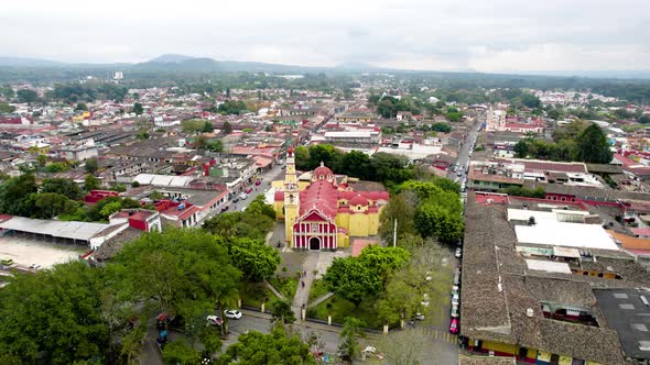 full shot of Coatepec main plaza at Veracruz Mexico