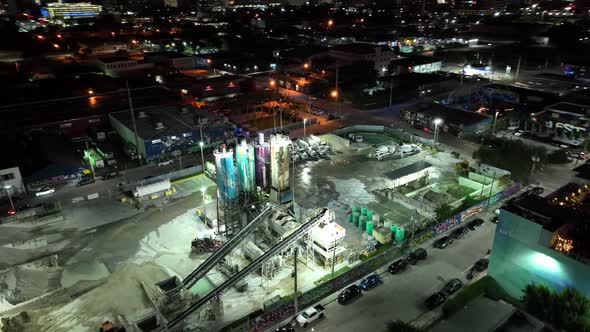 Aerial Night Footage Cemex Wynwood Miami