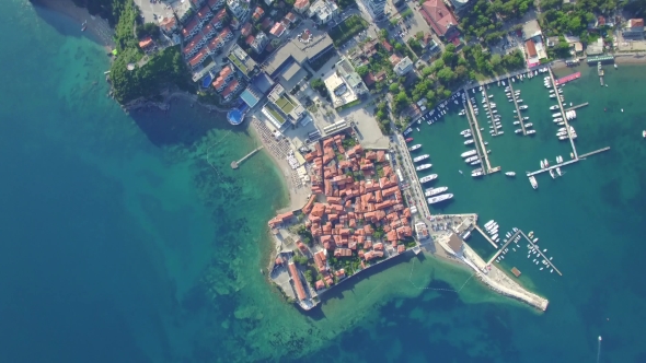 Aerial View Of Old Budva In Montenegro.