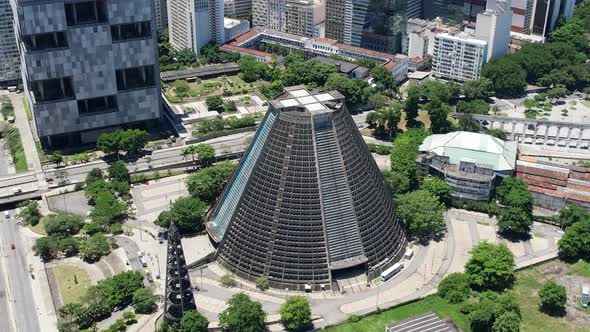 Aerial view of Metropolitan Cathedral of Rio de Janeiro Brazil.