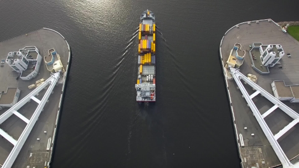 Aerial View Of Container Ship In The Gulf Of Finland