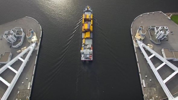 Aerial View Of Container Ship In The Gulf Of Finland