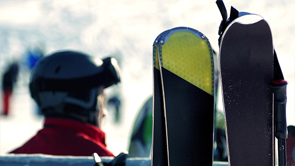 Snowboards At Ski Resort