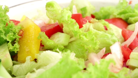 Spinning Plate With Fresh Vegetable Salad