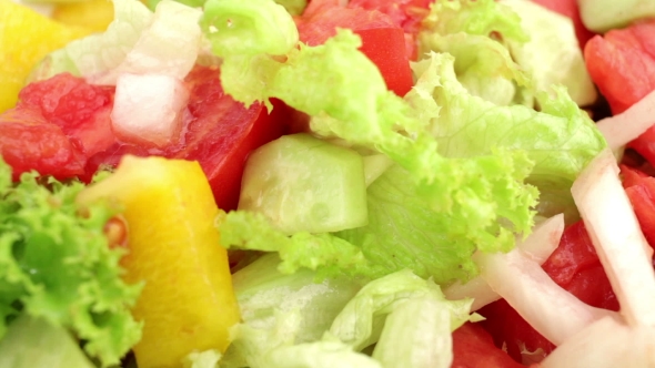 Spinning Plate With Fresh Vegetable Salad